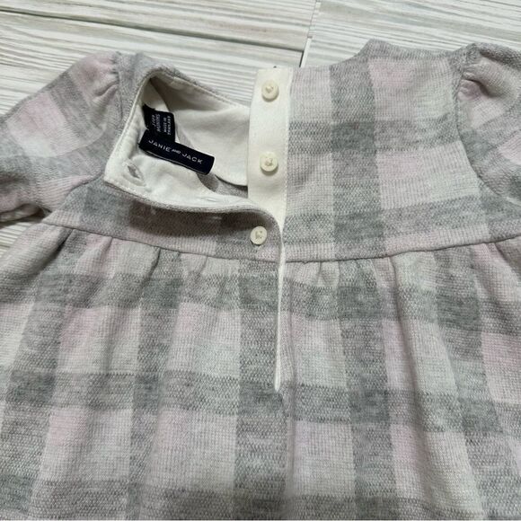 JANIE & JACK‎ PLAID RUFFLE DRESS GREY/PINK 3 to 6 MONTHS GIRL - Picture 4 of 9